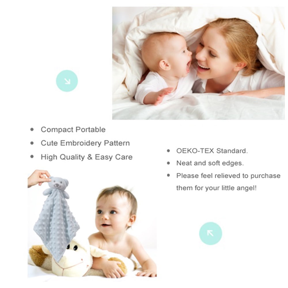CREVENT Lovey Security Blanket, for Newborn Boys Girls, Unisex, Blue Bear