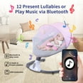 Hurber Electric Baby Swing, Infant Bouncer Chair with Remote Control, Bluetooth Music, 12 Lullabies, 4 Speeds, 4 Timing Set, Unisex, Pink