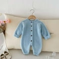 GiLiling Newborn Baby Solid Furry Plush Jumpsuit Winter Warm Comfy Soft Stretchy Knitted Sweater One Piece Outfit Romper (Blue, 12-18 Months)