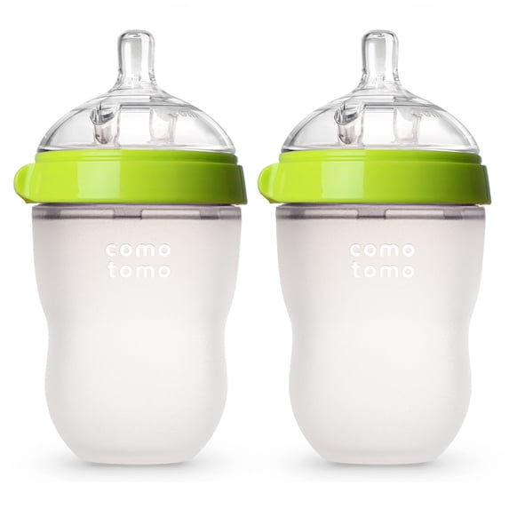 Comotomo Baby Bottle, Green, 8oz (2 Count)