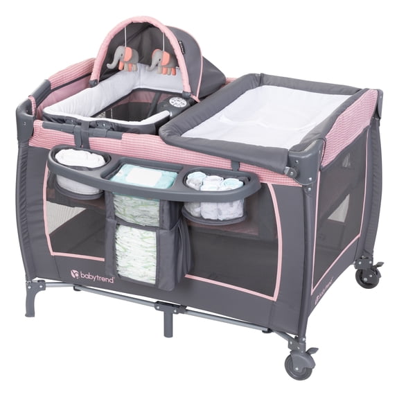 Baby Trend Lil Snooze Deluxe III Nursery Center with Portable Bassinet, Cozy Pink