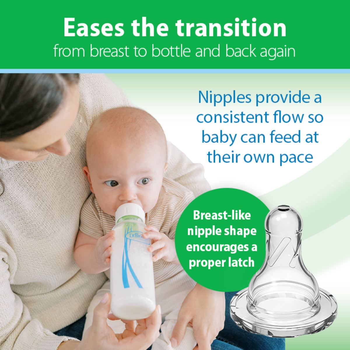 Dr. Brown's Anti-Colic Options+ Narrow Glass Baby Bottle, 8 oz/250 mL, with Level 1 Slow Flow Nipple, BPA Free, 0m+, 2 Pack