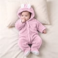 vdgthytj Newborn Boys Girls Fuzzy Jumpsuits Long Sleeve Winter Warm Cute Ears Loungewear Sleepwear Footed Rompers(0-3 Months,Pink)