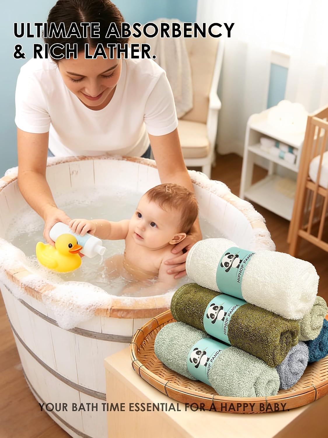 HIPHOP PANDA Soft Baby Washcloths, 2-Layer, 30 Pack Newborn Gift Set