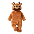 OJSFQUFP Baby Reindeer Toddler Fuzzy Plush Hooded Zipper Jumpsuit Infant Christmas Cosplay Romper