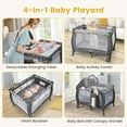 INFANS 4 in 1 Pack and Play, Portable Travel Baby Playard with Bassinet, Changing Table, Canopy, Mosquito Net, Hanging Toys, Music Box, Storage Bag, Large Playpen from Newborn to Toddlers