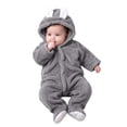 vdgthytj Newborn Boys Girls Fuzzy Jumpsuits Long Sleeve Winter Warm Cute Ears Loungewear Sleepwear Footed Rompers(6-9 Month,Gray)
