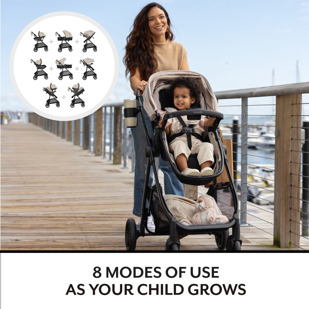 Evenflo Omni Signature Travel System with LiteMax Infant Car Seat, Coastal Coffee
