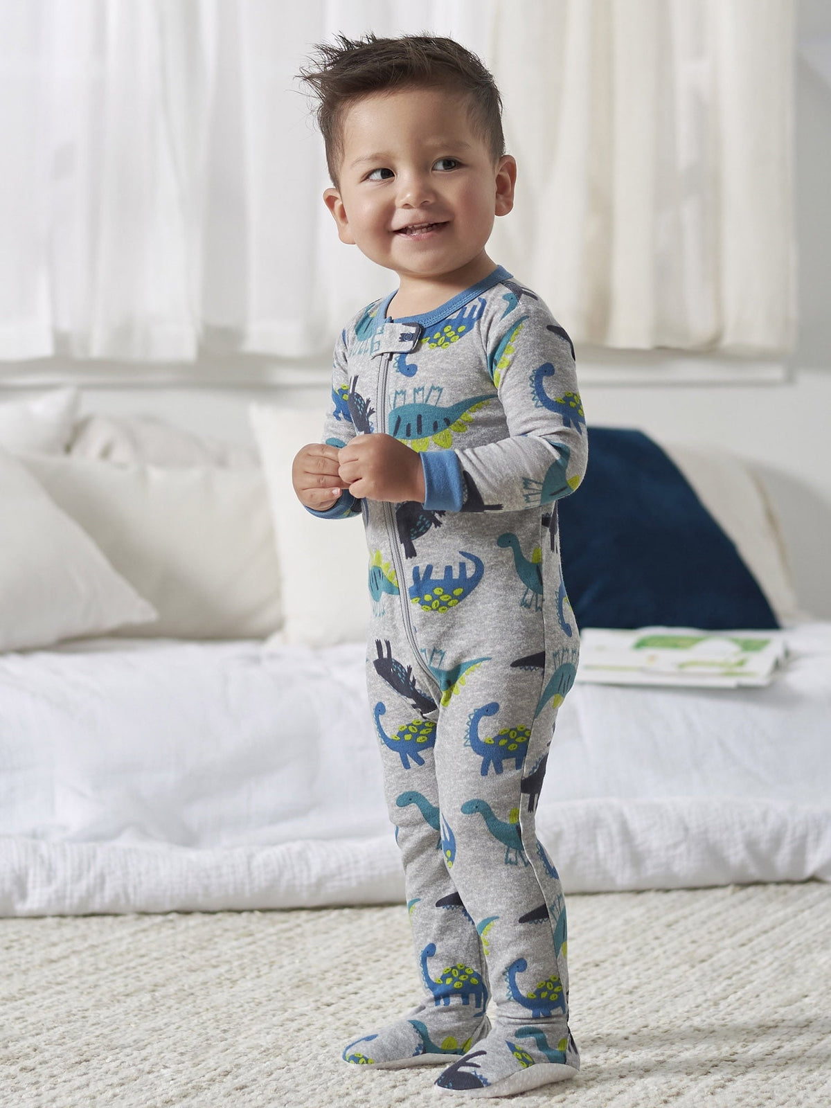 Gerber Baby & Toddler Neutral Snug Fit Footed Cotton Pajamas, 4-Pack, Sizes 0/3 Months-5T