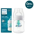 Philips Avent Anti-colic Baby Bottle with AirFree Vent, 4oz, with Flow 1 Nipples, 0M+, 1pk, Clear, SCY701/91