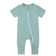 WIBACKER Baby Boys Girls Bamboo Viscose Short Sleeve Pajamas, 2 Way Zipper Romper, Sleep and Play 0-24 Months