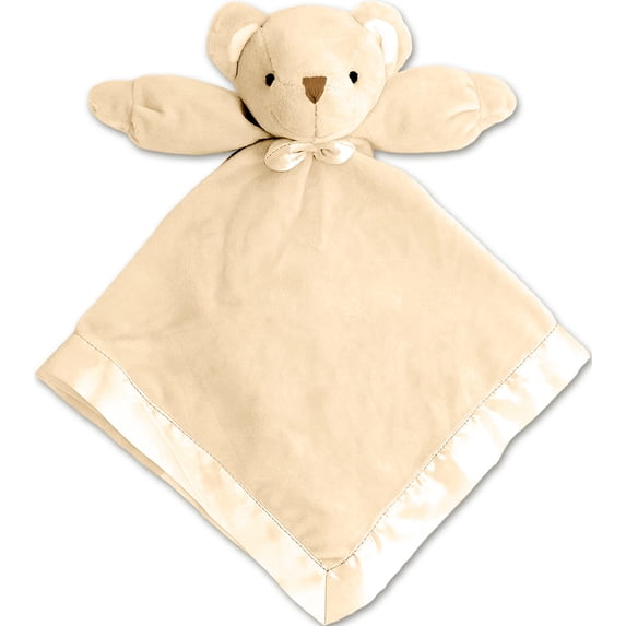 OCINAPALS Plush Beige Bear Baby Lovey, Security Blanket, 18" x 18"