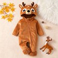 OJSFQUFP Baby Reindeer Toddler Fuzzy Plush Hooded Zipper Jumpsuit Infant Christmas Cosplay Romper