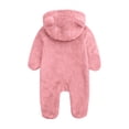 Baby Furry Jumpsuit Boys Girls Cute Bear Onesie Zipper Long Sleeve One-Piece Romper Hoodie Outwear Snowsuit