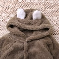 vdgthytj Newborn Boys Girls Fuzzy Jumpsuits Long Sleeve Winter Warm Cute Ears Loungewear Sleepwear Footed Rompers(9-12 Months,Coffee)