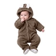 vdgthytj Newborn Boys Girls Fuzzy Jumpsuits Long Sleeve Winter Warm Cute Ears Loungewear Sleepwear Footed Rompers(9-12 Months,Coffee)