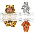 OJSFQUFP Baby Tiger Toddler Fleece Hooded Footed Zipper Jumpsuit Infant Cosplay Romper for Halloween