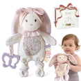 Moonkie Girls Bunny Minky Velour and Natural Cotton Security Blankets With Silicone Teether