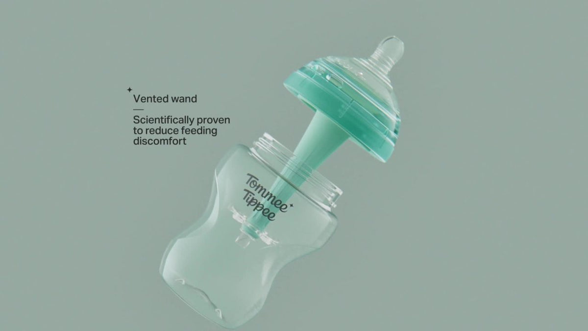 Tommee Tippee Advanced Anti-Colic Baby Bottle, 9oz, Slow Flow. Breast-like Nipple, Vented Anti-Colic Wand, Self-Sterilizing, Pack of 3