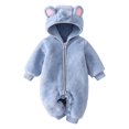 Ruyang Baby Rhino Animal Hooded Romper Infant Soft Fuzzy Fleece One Piece Jumpsuit Full Zip Warm Casual Newborn Outfit