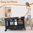 Pamo Babe 4 in 1 Baby Playard, Foldable Portable Crib with Bassinet & Changing Table and Toy Bar(Black)