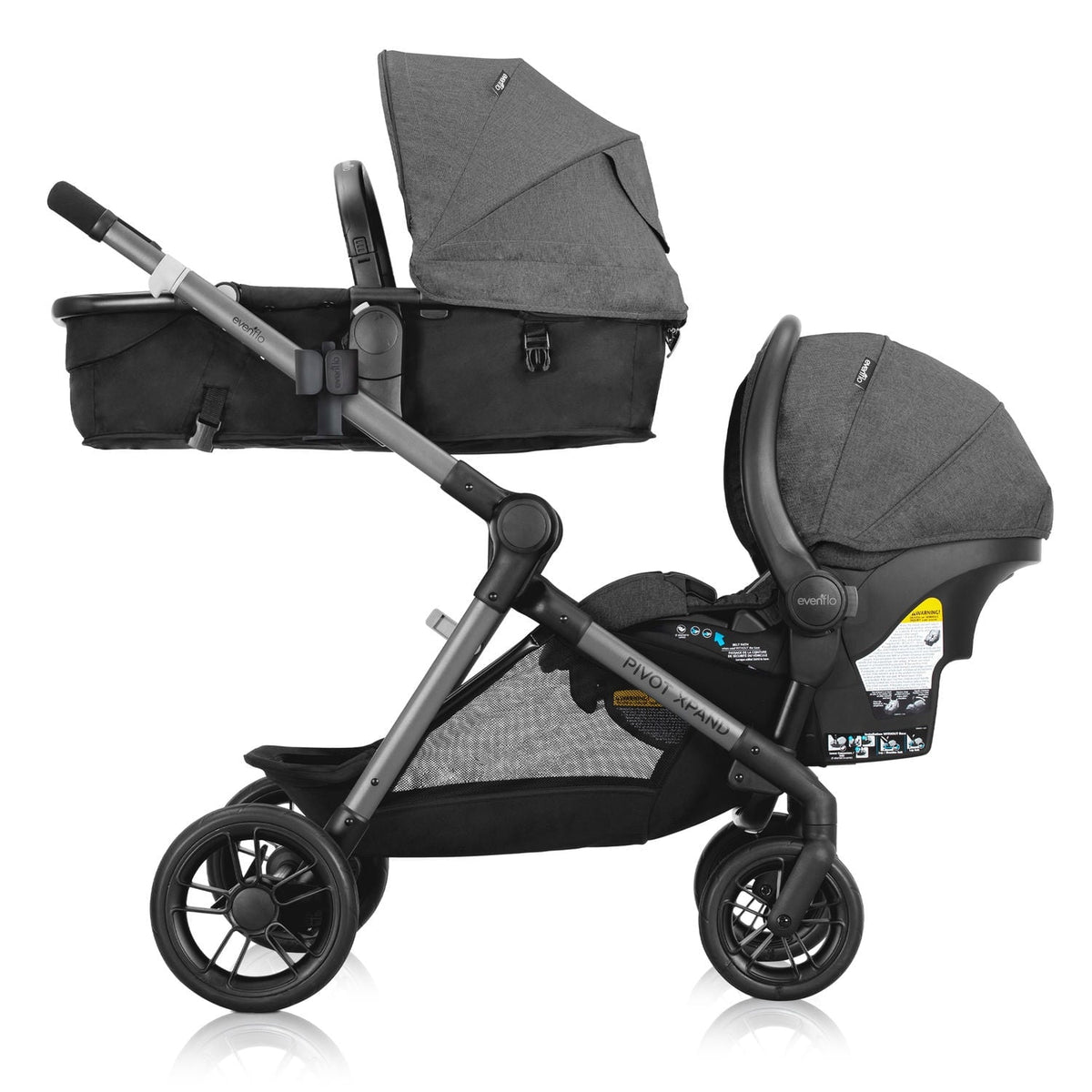 Evenflo Pivot Xpand Modular Travel System with LiteMax Infant Car Seat (Sabino Gray)