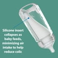 Dr. Brown's Silicone Baby Bottle with Collapsible Insert Designed to Reduce Colic, 5 oz with Wide-Neck Level 1 Slow Flow Nipple, BPA-Free, 0m+, Green