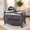 Baby Trend Lil' Snooze Deluxe II Nursery Center Playard with Napper, Changer, Full-Size Bassinet and Travel Bag, Forest Party Grey