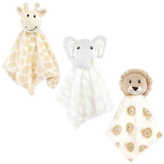 Hudson Baby Infant Boy Animal Face Security Blanket, Safari Boy, One Size