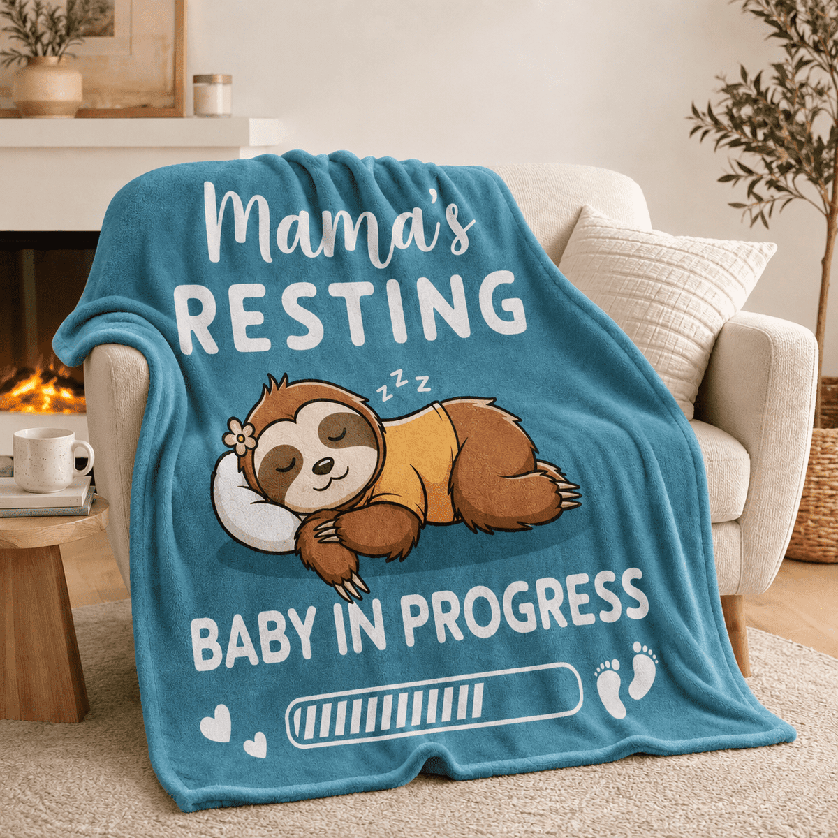 MEYRKLOE Pregnancy Throw Blanket, Fall Blanket, Sister Birthday Gifts, Soft Flannel Maternity Gift for Expecting Mom, Cyan, 60 x 50 in