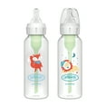 Dr. Brown's Natural Flow Anti-Colic Options+ Narrow Baby Bottle, Fox & Lion, 8 oz/250 mL, with Level 1 Slow Flow Nipple, BPA Free, 0m+, 2-Pack