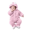 vdgthytj Newborn Boys Girls Fuzzy Jumpsuits Long Sleeve Winter Warm Cute Ears Loungewear Sleepwear Footed Rompers(0-3 Months,Pink)