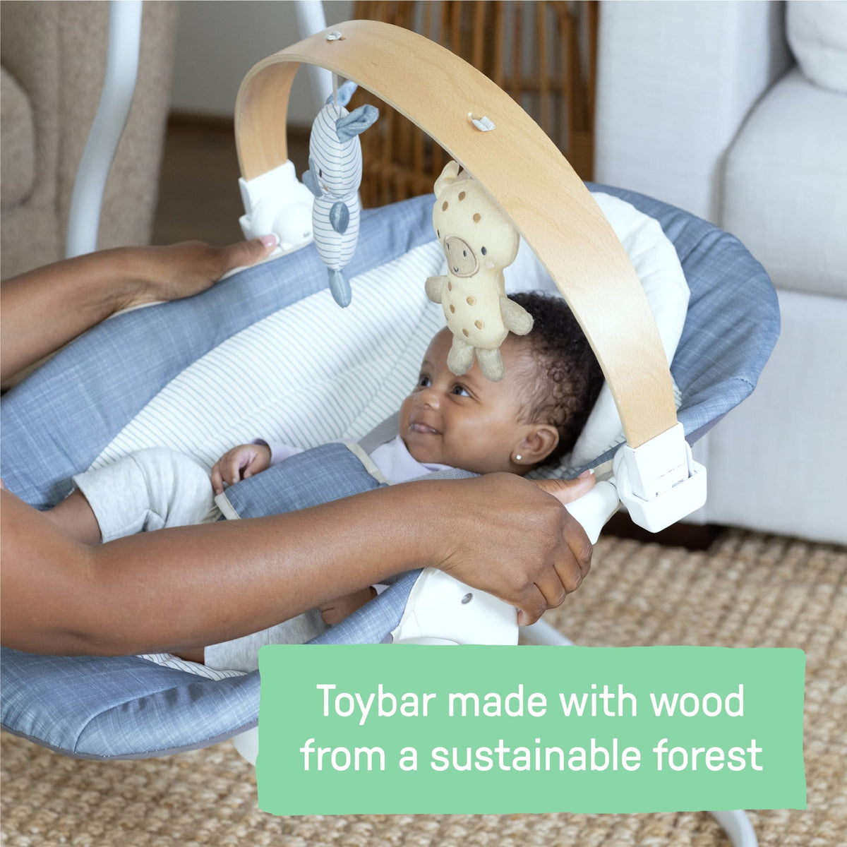 Ingenuity SimpleComfort Compact Soothing Baby Swing for Infants, Blue