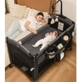 Babyeap 5-in-1 Baby Bassinet with Playard Mode & Changing Table, Bedside Sleeper for Newborns and Infants, Black