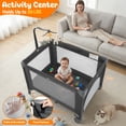 Vomeast Baby Playard,Portable Baby Bassinet Pack and Play with Mattress and Toy Bar,Foldable Bassinet Crib,0-5 Months,Black