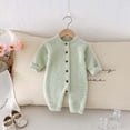 GiLiling Newborn Baby Solid Furry Plush Jumpsuit Winter Warm Comfy Soft Stretchy Knitted Sweater One Piece Outfit Romper (Green, 0-3 Months)