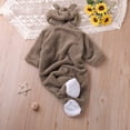 vdgthytj Newborn Boys Girls Fuzzy Jumpsuits Long Sleeve Winter Warm Cute Ears Loungewear Sleepwear Footed Rompers(9-12 Months,Coffee)