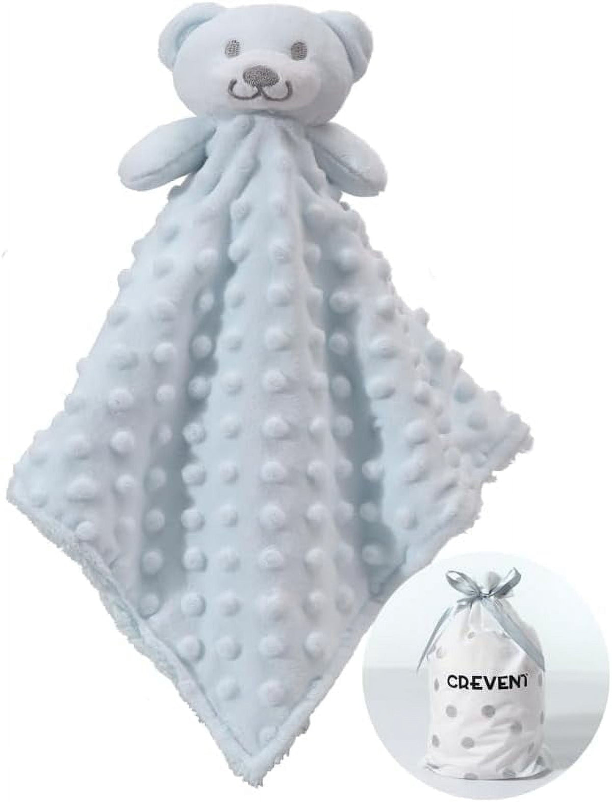 CREVENT Lovey Security Blanket, for Newborn Boys Girls, Unisex, Blue Bear