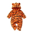 OJSFQUFP Baby Tiger Toddler Fleece Hooded Footed Zipper Jumpsuit Infant Cosplay Romper for Halloween