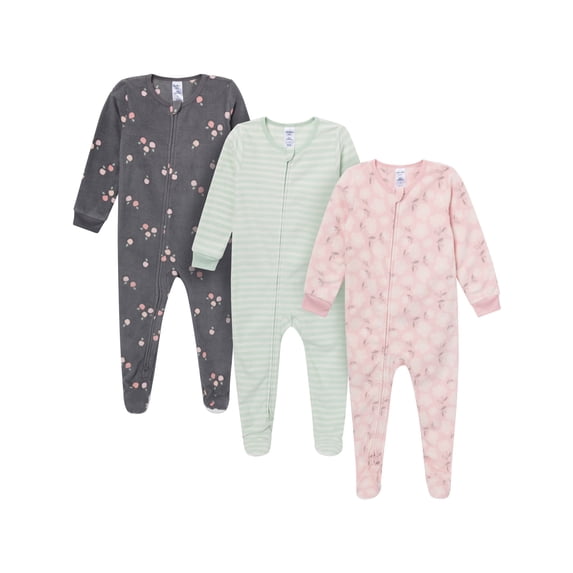 Gerber Baby and Toddler Neutral Microfleece 2-Way Zipper Blanket Sleeper Pajamas, 3-Pack, Sizes 0/3 Months - 5T
