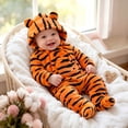 OJSFQUFP Baby Tiger Toddler Fleece Hooded Footed Zipper Jumpsuit Infant Cosplay Romper for Halloween
