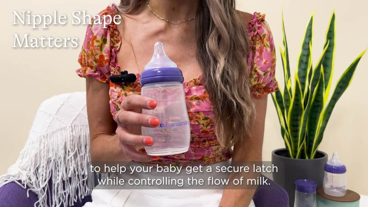 Lansinoh Anti-Colic Baby Bottles, BPA-Free Plastic, 5oz, 3pk, Slow Flow Nipples (Size S), Breastfeeding Bottle, NaturalWave Design, Baby Essentials