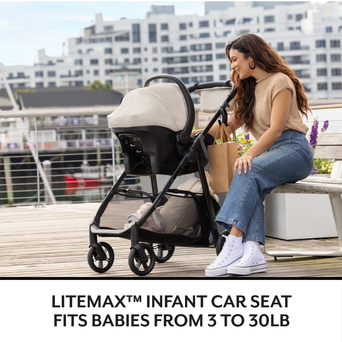 Evenflo Omni Signature Travel System with LiteMax Infant Car Seat, Coastal Coffee