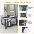 INFANS 4 in 1 Pack and Play, Portable Travel Baby Playard with Bassinet, Changing Table, Canopy, Mosquito Net, Hanging Toys, Music Box, Storage Bag, Large Playpen from Newborn to Toddlers