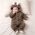 vdgthytj Newborn Boys Girls Fuzzy Jumpsuits Long Sleeve Winter Warm Cute Ears Loungewear Sleepwear Footed Rompers(9-12 Months,Coffee)