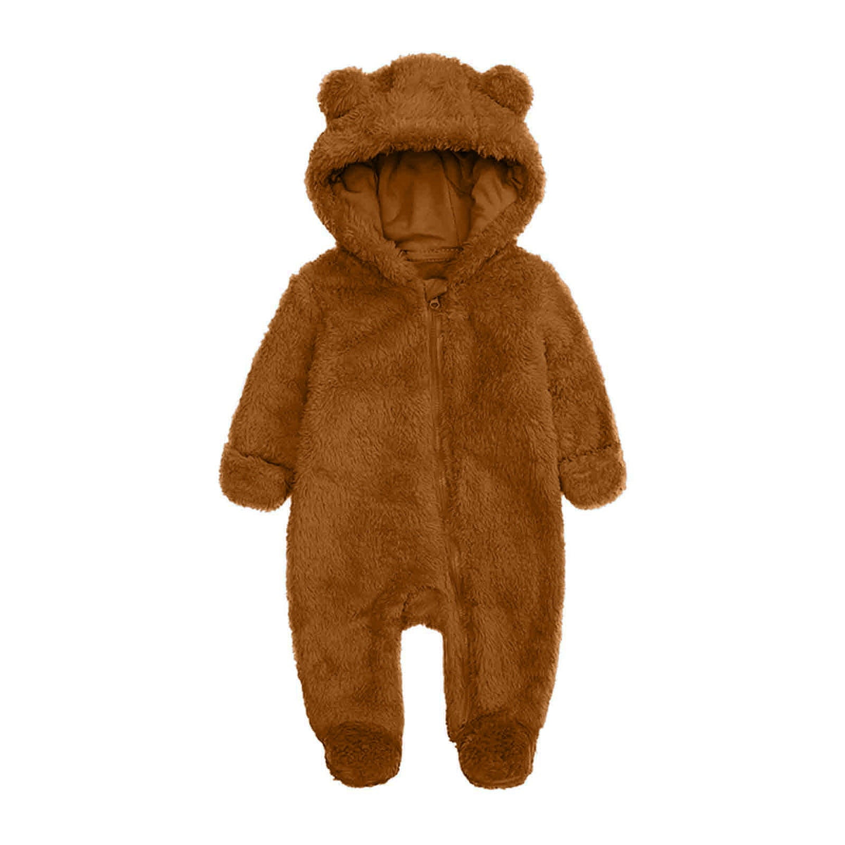 fatyb Newborn Baby Fleece Hooded Jumpsuit Fuzzy Footie Romper Kids Soft Winter Thermal Outwear Clothes
