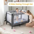 INFANS 4 in 1 Pack and Play, Portable Travel Baby Playard with Bassinet, Changing Table, Canopy, Mosquito Net, Hanging Toys, Music Box, Storage Bag, Large Playpen from Newborn to Toddlers