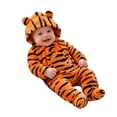 OJSFQUFP Baby Tiger Toddler Fleece Hooded Footed Zipper Jumpsuit Infant Cosplay Romper for Halloween