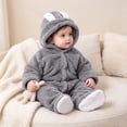 vdgthytj Newborn Boys Girls Fuzzy Jumpsuits Long Sleeve Winter Warm Cute Ears Loungewear Sleepwear Footed Rompers(6-9 Month,Gray)