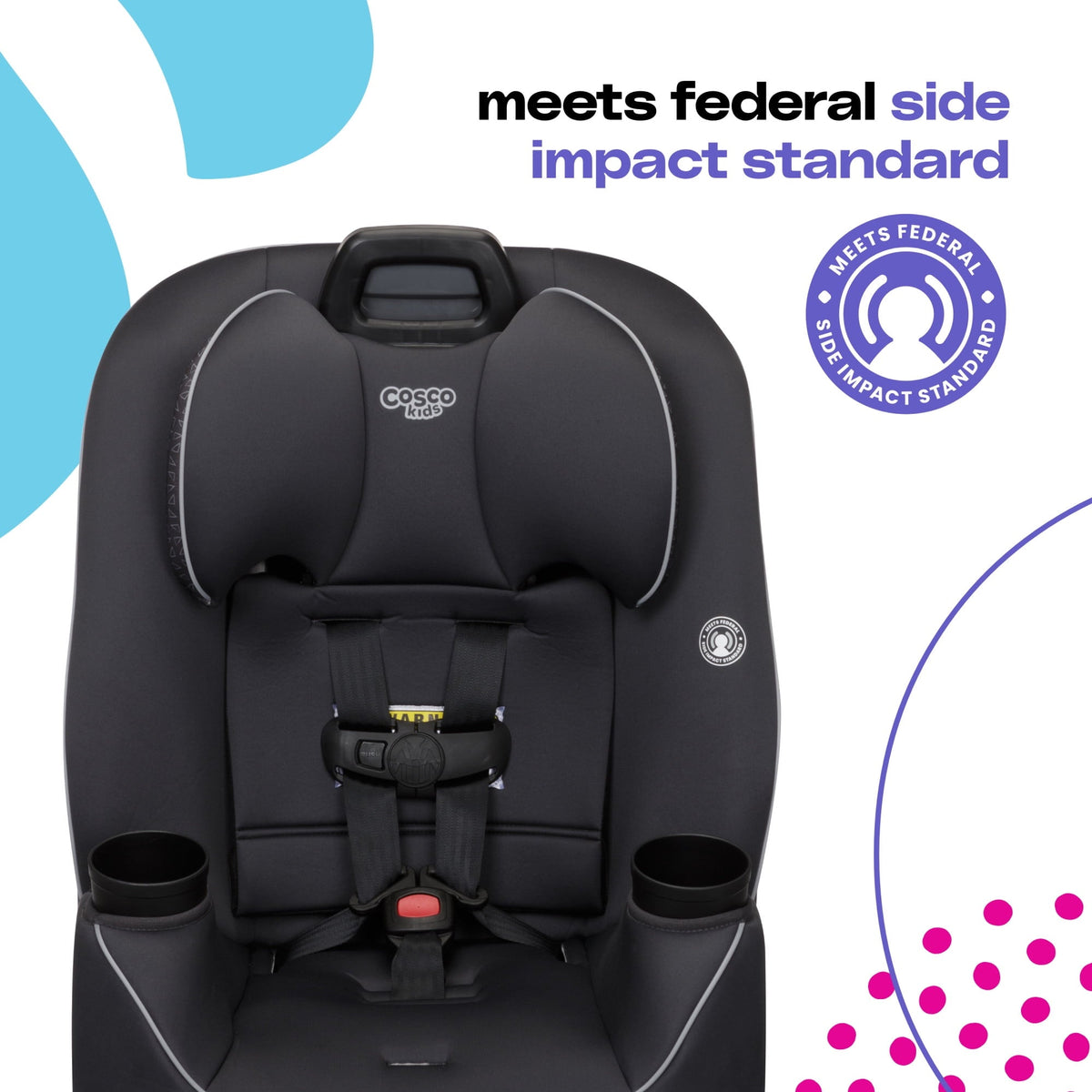 Cosco Kids Easy Elite Slim All-in-One Convertible Car Seat, Grey Glyphs